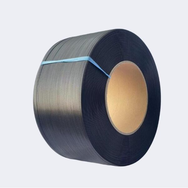 Black 5mm PP strapping band, crafted from innovative new material and elegantly packaged in a lightweight carton.