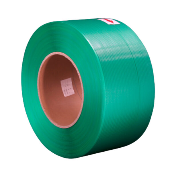 Eco-friendly green PP strapping band for industrial and commercial use.