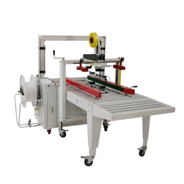 Industrial-grade case sealer machine sealing corrugated cardboard cartons