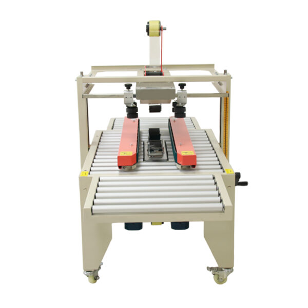 Industrial-grade case sealer machine sealing corrugated cardboard cartons