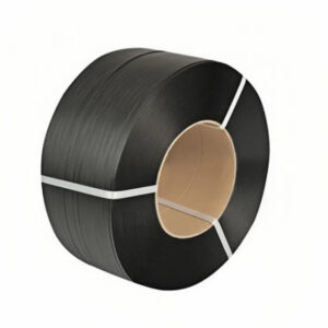 Black polypropylene strapping roll used for packaging and bundling