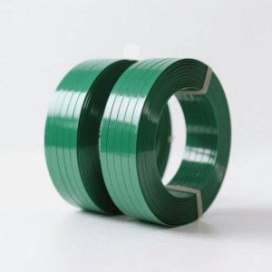 Green 32mm PET strapping rolls for heavy-duty pallet packaging